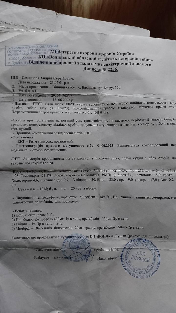 «Немає грошей на ліки, продаю військовий одяг»: чи дійсно автор шокуючого посту є пацієнтом Волинського госпіталю