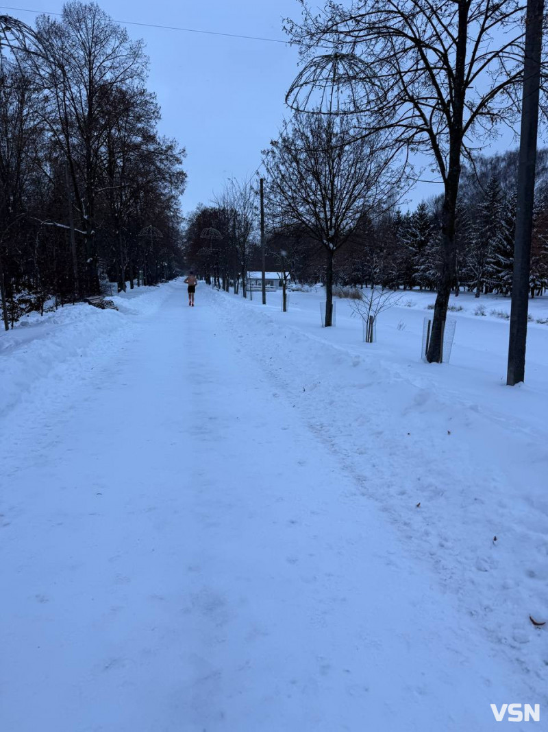 У луцькому парку в мороз –17 °C помітили бігуна без одягу