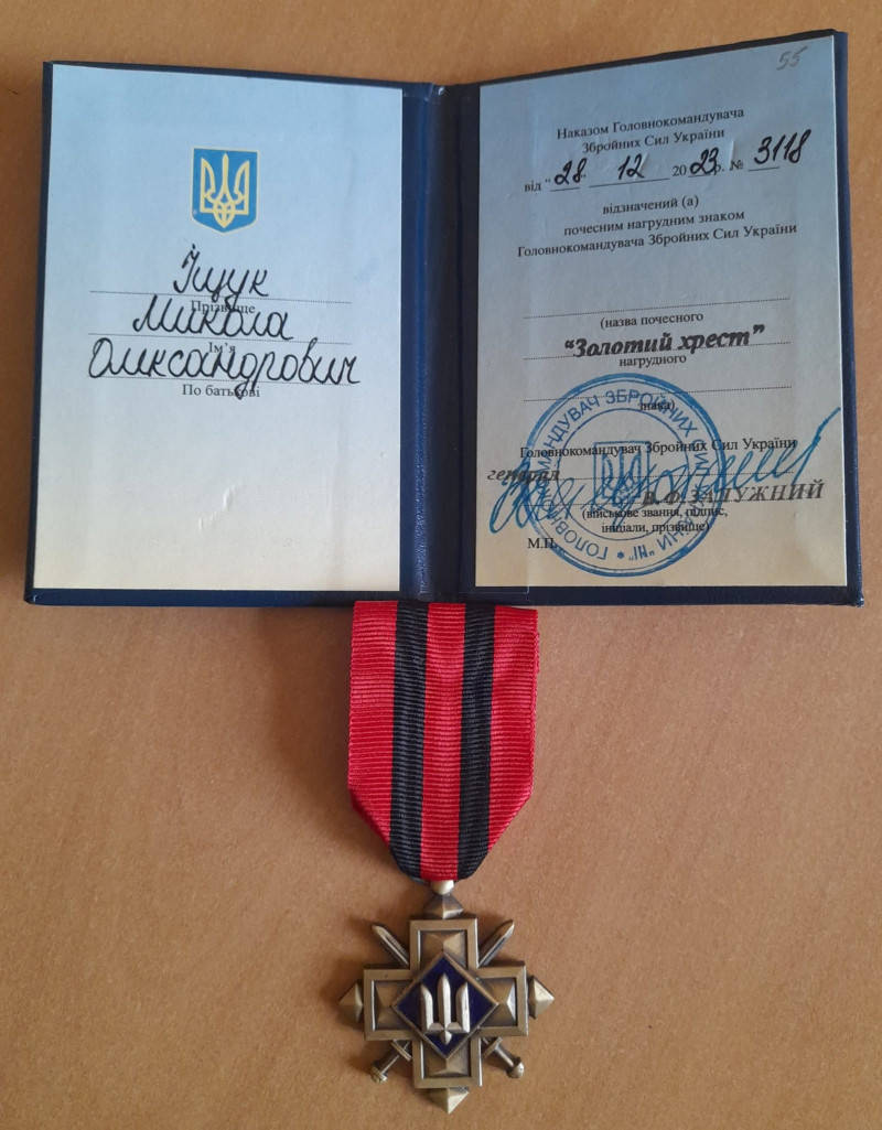 Військовий Микола Іщук з Волині отримав почесну відзнаку від Головнокомандувача ЗСУ