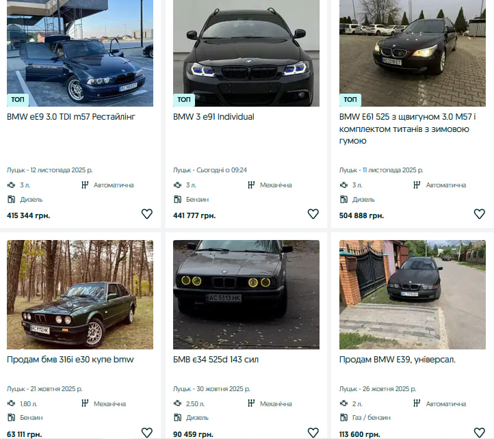 Скільки у Луцьку коштують бюджетні та преміум авто