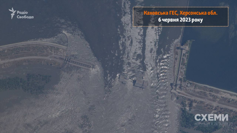 Підрив Каховської ГЕС: перший супутниковий знімок руйнувань