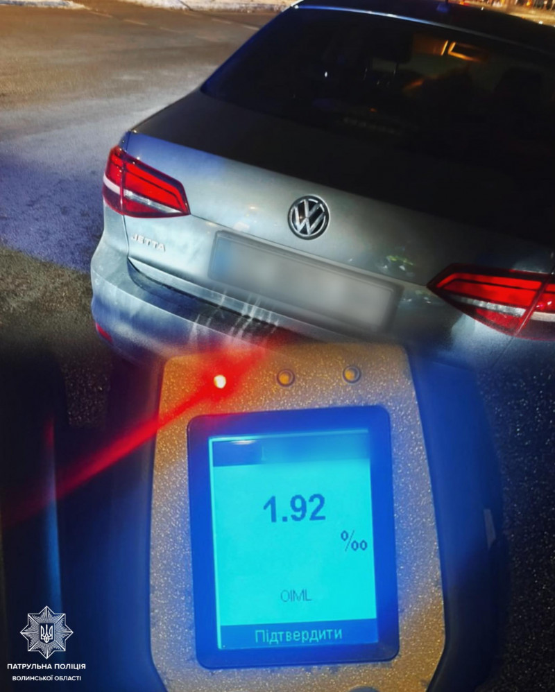 У Луцьку спіймали п’яну водійку: алкоголь перевищив норму майже у 10 разів