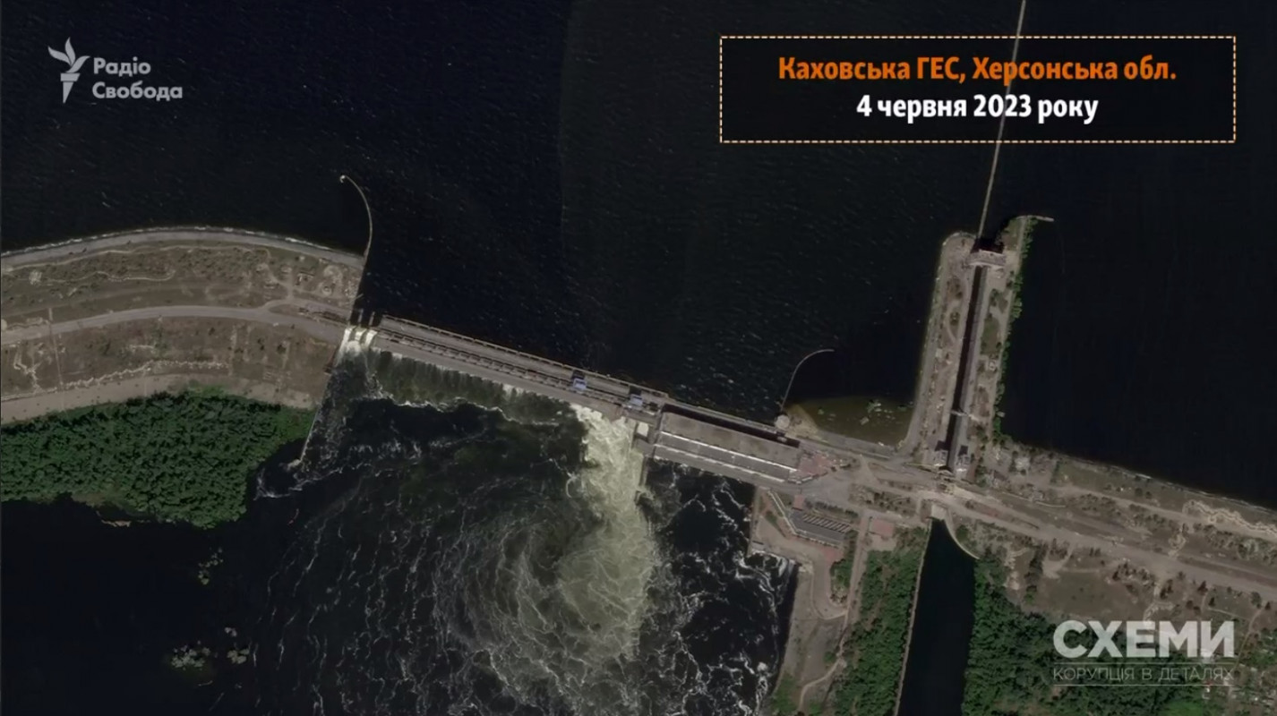 Підрив Каховської ГЕС: перший супутниковий знімок руйнувань