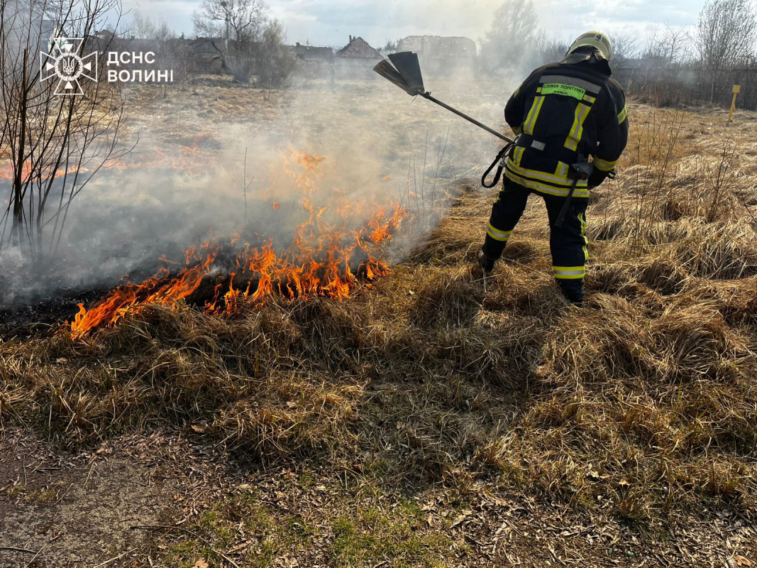 На Волині понад 12 годин гасили торф: за добу ліквідували 13 загорань сухої трави на 10 гектарах