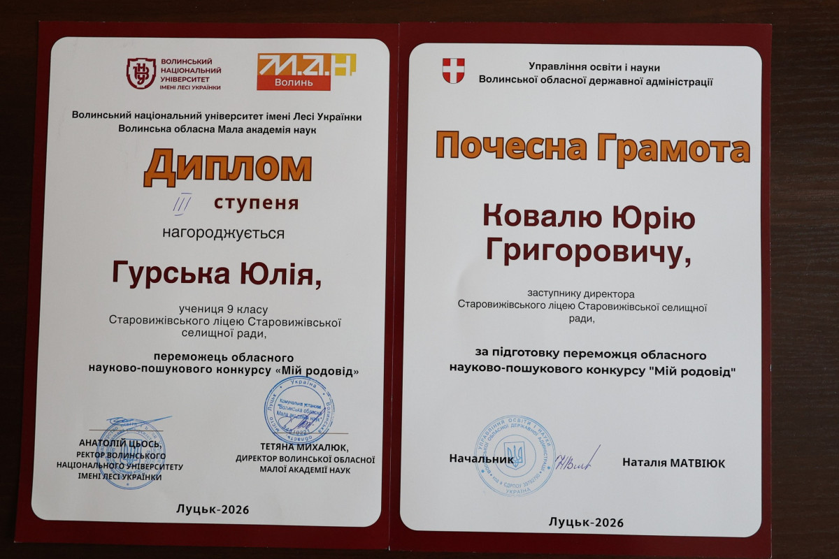 На Волині школярка знайшла троюрідну сестру під час конкурсу з дослідження родоводу