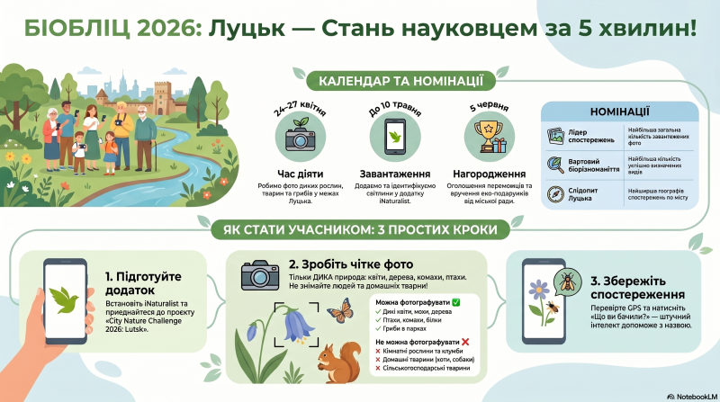 Вчитель з Луцька ініціював участь міста у глобальному проєкті з фіксації біорізноманіття
