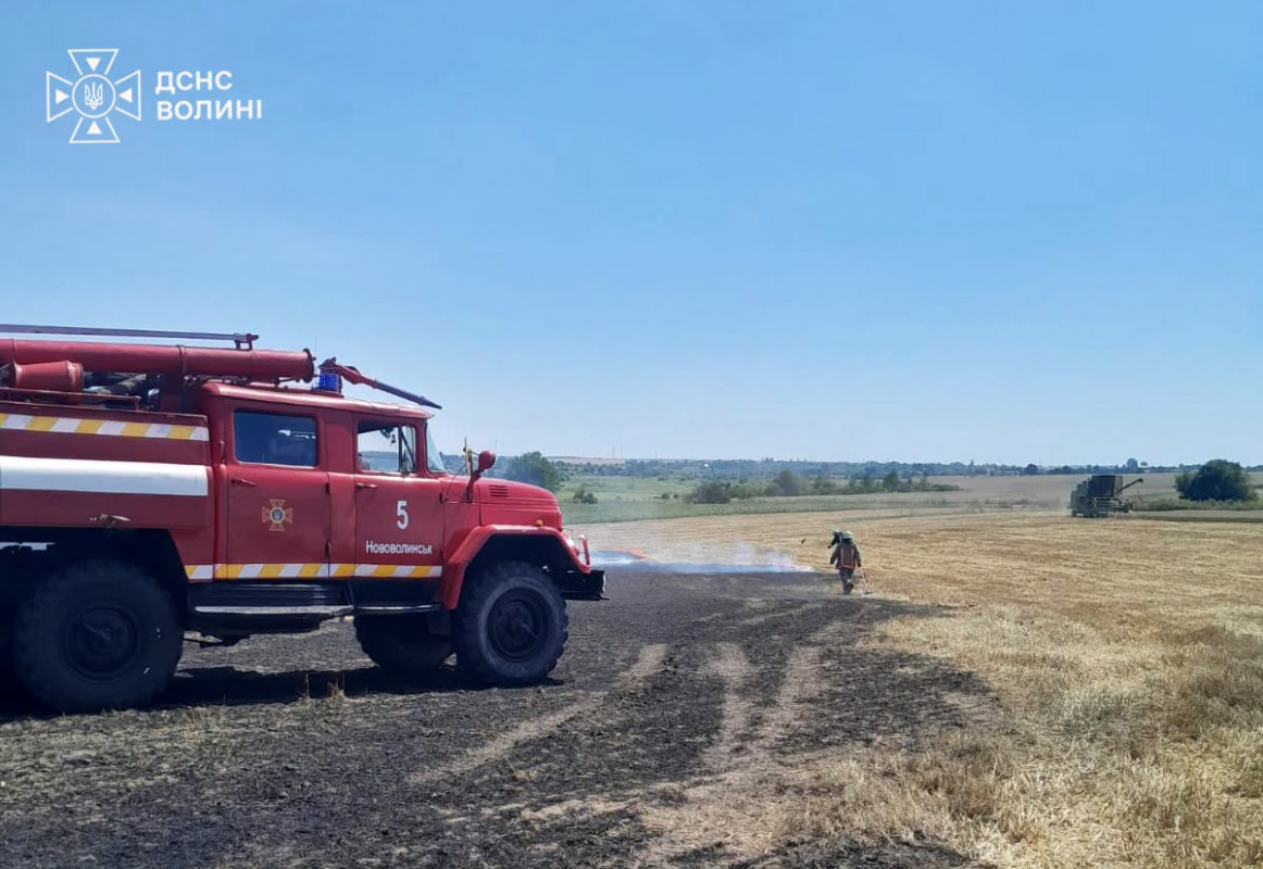 На Волині за добу сталося чотири пожежі в екосистемах: горіли сміття, суха трава та пшениця