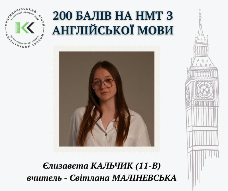 Троє випускників волинського ліцею здобули максимальні 200 балів на НМТ-2026