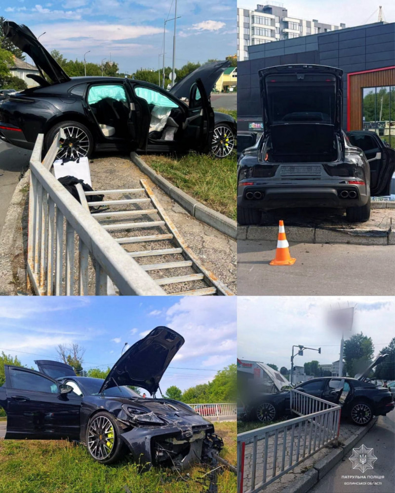 У Луцьку водій Porsche врізався в металеве огородження