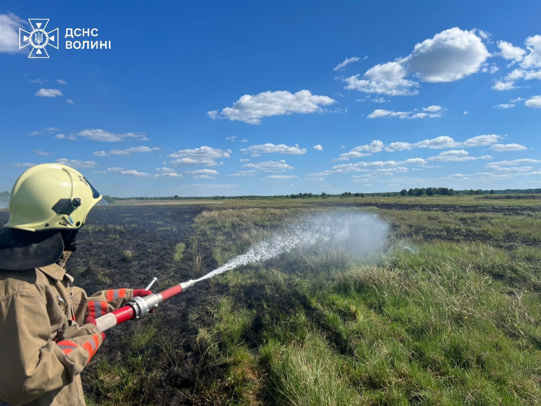 На Волині майже 7 годин гасили пожежу на торфовищі