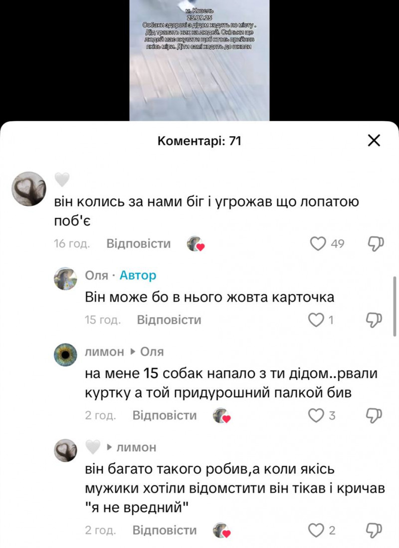 Дід і зграя собак тероризують Ковель: люди бояться виходити на вулицю