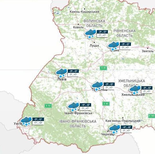 На Волині прогнозують сніг
