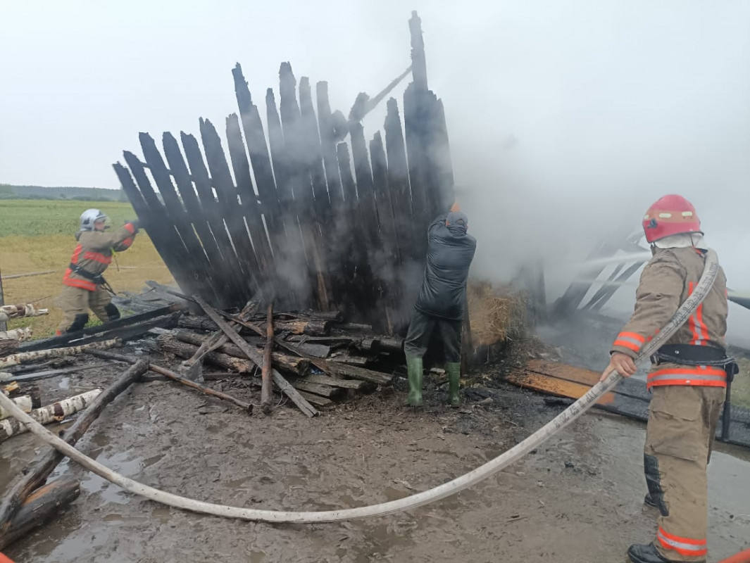 На Волині блискавка влучила в навіс для зберігання сіна