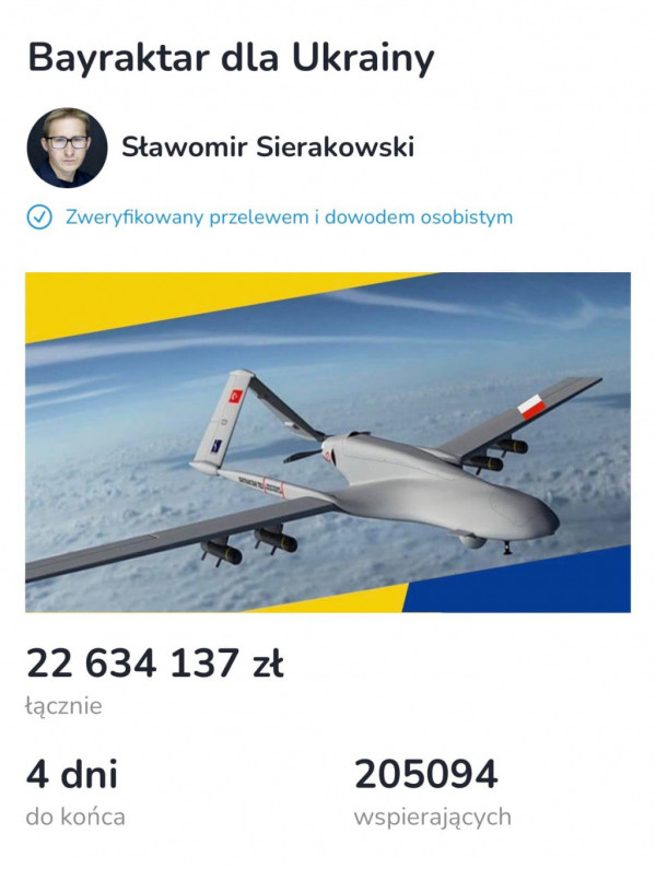 Поляки зібрали кошти на «Байрактар» для українських військових