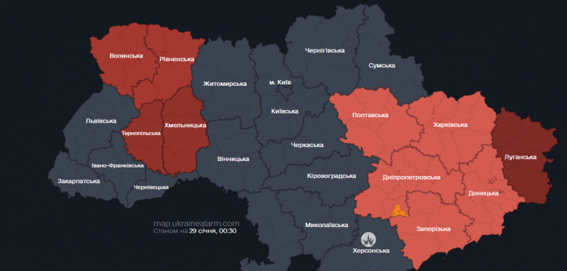 Росія атакує шахедами захід країни: у Волинській та інших областях лунає тривога