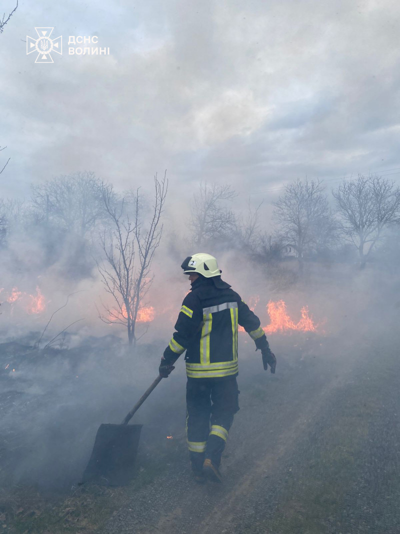 На Волині понад 12 годин гасили торф: за добу ліквідували 13 загорань сухої трави на 10 гектарах