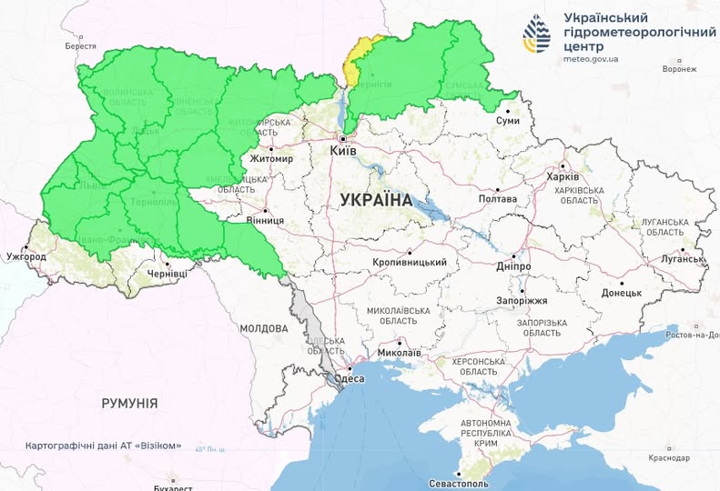 Україну після снігопадів може ще й затопити: Волинь також у зоні ризику. Карта