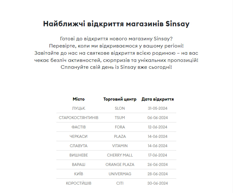 У Луцьку відкрили магазин недорогого одягу та взуття на щодень «Sinsay»