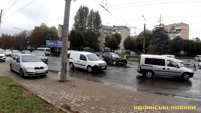 У Луцьку на перехресті зіткнулися дві автівки: рух ускладнений