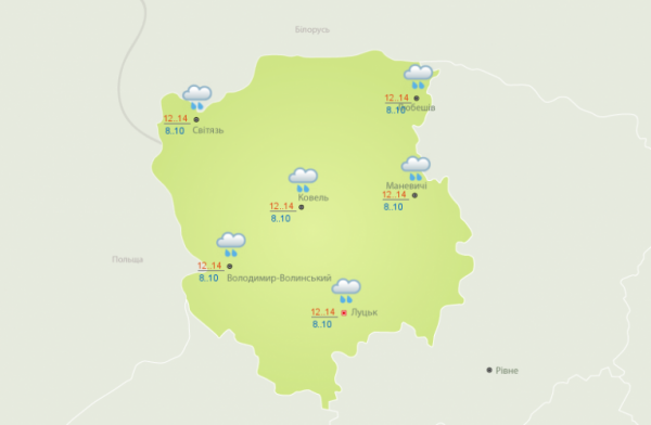 Понеділок буде дощовим: прогноз погоди на 12 вересня у Луцьку та області