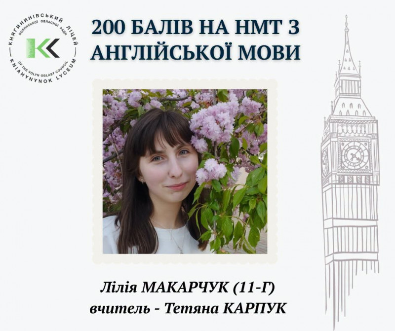 Троє випускників волинського ліцею здобули максимальні 200 балів на НМТ-2026