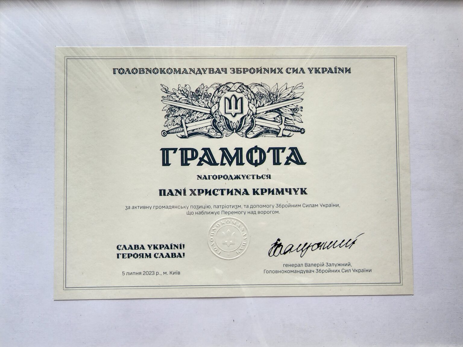 Мріє про вільну Україну та майбутнє тут: історія Христини Кримчук з Волині, яку відзначив Валерій Залужний