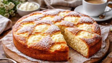 Сирний пиріг на кефірному тісті – простий покроковий рецепт