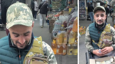 «Я єйо сєйчас забью»: у Луцьку чоловік у військовій формі збирав гроші й кидав пляшки у людей
