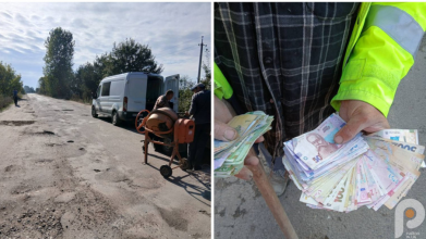 Без влади, але з ентузіазмом: на Волині люди самі ремонтують дорогу та збирають донати прямо на трасі