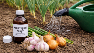 Як захистити цибулю і часник від шкідників за допомогою нашатирю