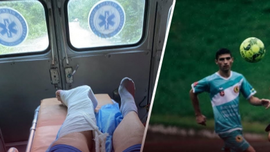 У Луцьку футболіст під час матчу зламав ногу