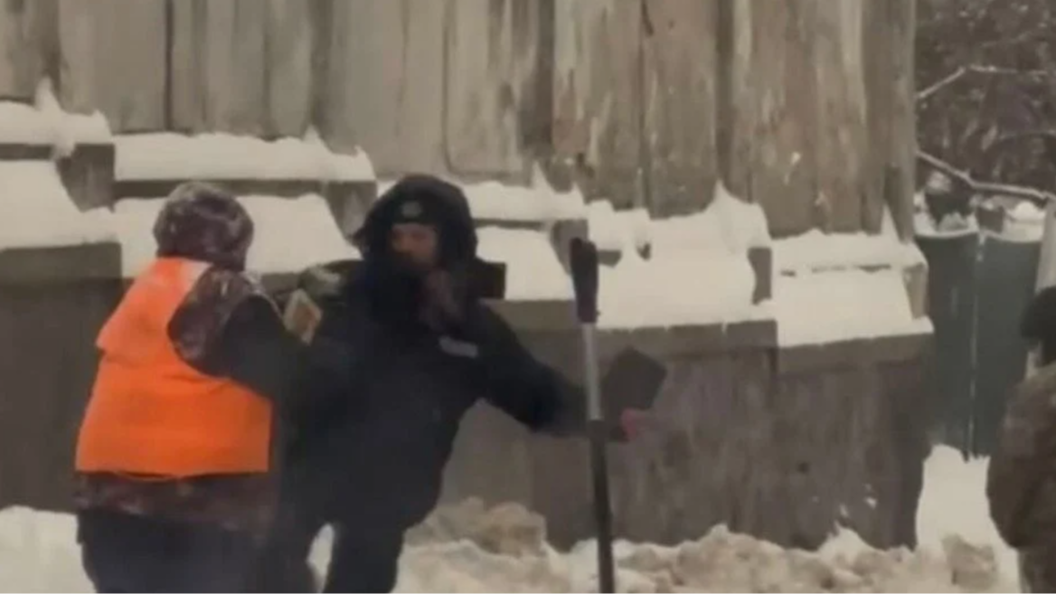 У Львові поліцейська "з ноги" вдарила жінку, яка прибирала сніг. Відео