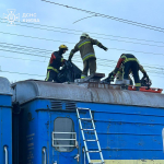 Підлітки залізли на дах потяга у Києві