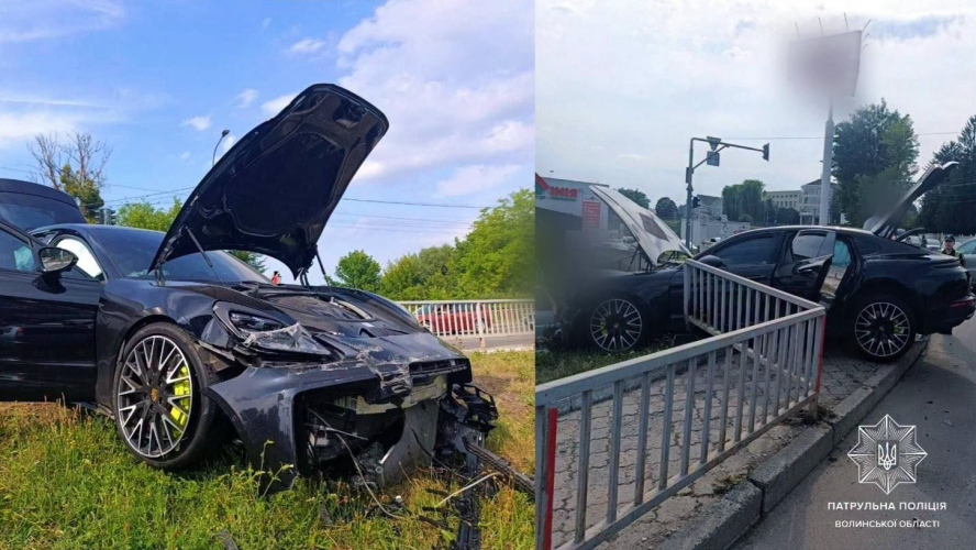 У Луцьку водій Porsche врізався в металеве огородження