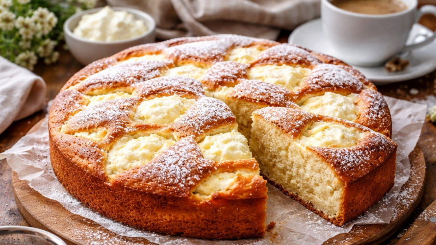 Сирний пиріг на кефірному тісті – простий покроковий рецепт