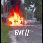 На Волині на блокпосту загорілась вантажівка. Відео