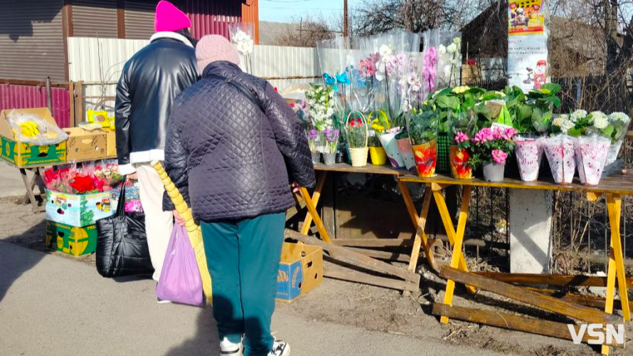 Які ціни на вазони перед 8 березня на ринку в прикордонному містечку на Волині