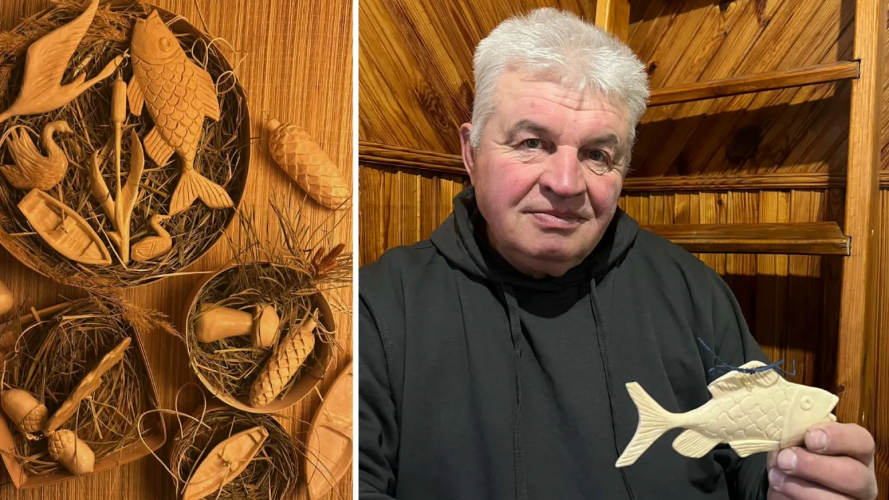 Волинський майстер виготовляє крафтові ялинкові прикраси