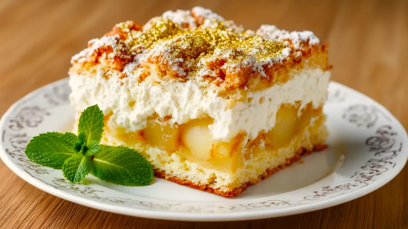 Ніжний яблучний пиріг з кремом — рецепт десерту, що тане в роті